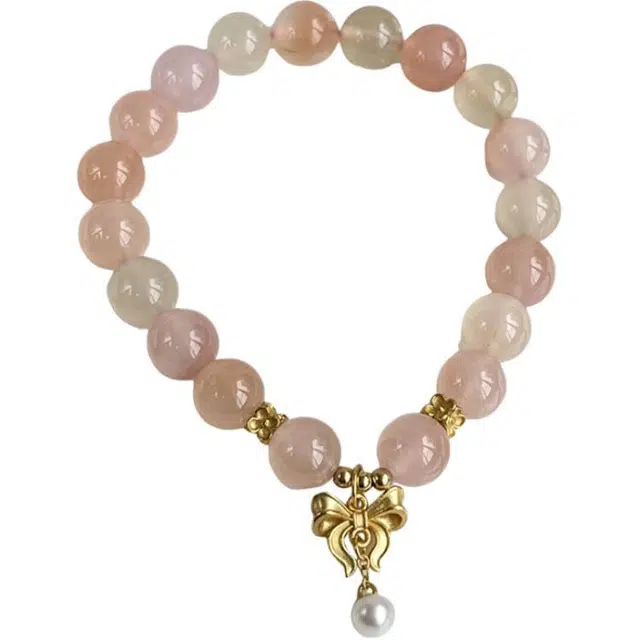 东方翡翠 盐源蝴蝶结 新中式国风招财旺桃花转运珠#好运 玛瑙 玉石手串 女款