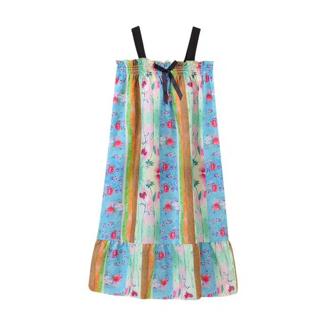 顶瓜瓜 带胸垫条纹甜美无袖吊带家居服可外穿睡裙 女款 图片色