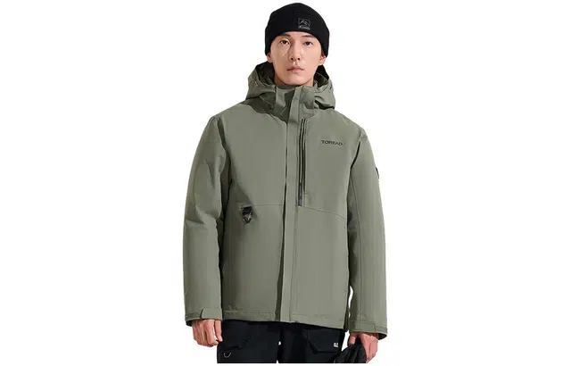 探路者 户外防风保暖防水透湿三合一冲锋衣 男款 灰绿