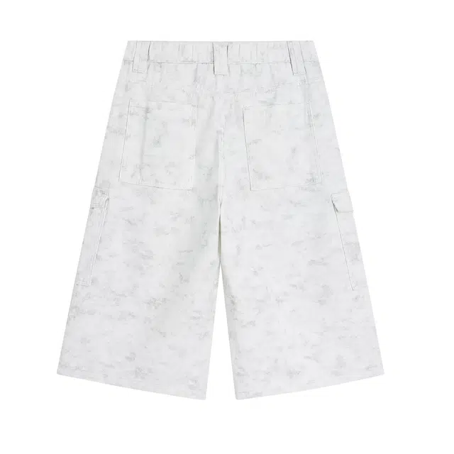 哲源 美式复古水洗做旧七分裤工装短裤 男女同款