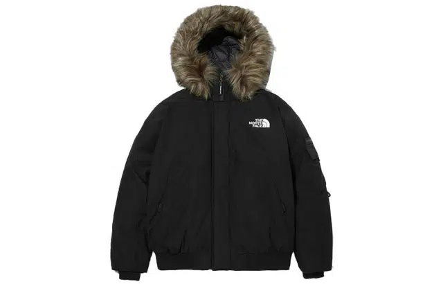 The North Face Logo Print Hooded Down Jacket Black