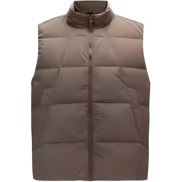 超级安踏 纯色拉链立领舒适透气百搭羽绒马甲 男款 石涅灰