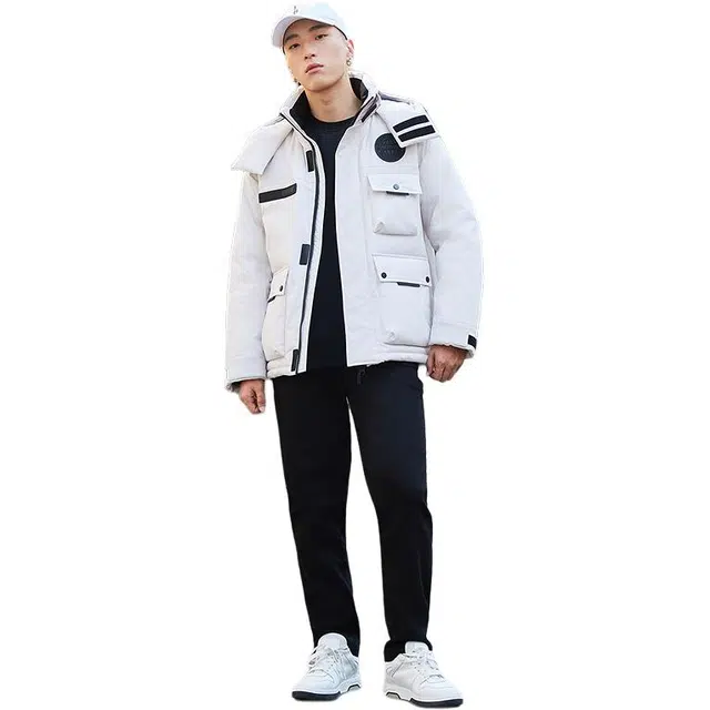 美特斯邦威 宽松连帽潮流百搭工装保暖羽绒服 男款