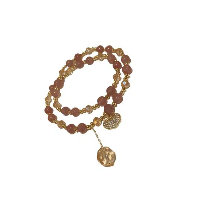 骊碧 香港轻奢双层时尚甜美微镶富贵锁高档浪漫有意义 表白仪式感 仿水晶 手串 女款