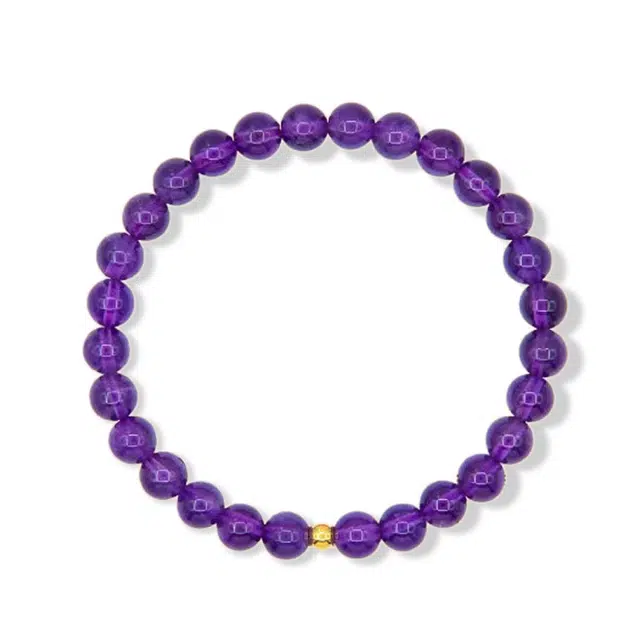 银千惠 紫彤 新中式轻奢款转运珠弹力绳可调节串珠手饰 纯银小众简约显白高级 招财顺利纳福平安事业爱情双丰收天然 紫水晶 手串 女款