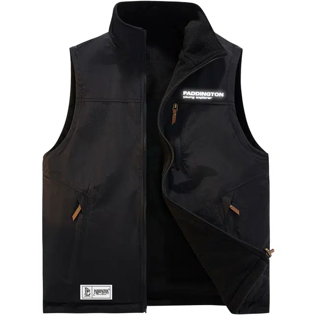 帕丁顿熊 两面穿纯色工装户外宽松防风防寒保暖厚款马甲 男女同款