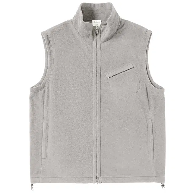 山系 保暖摇粒绒纯色拉链马甲 男女同款 中灰色