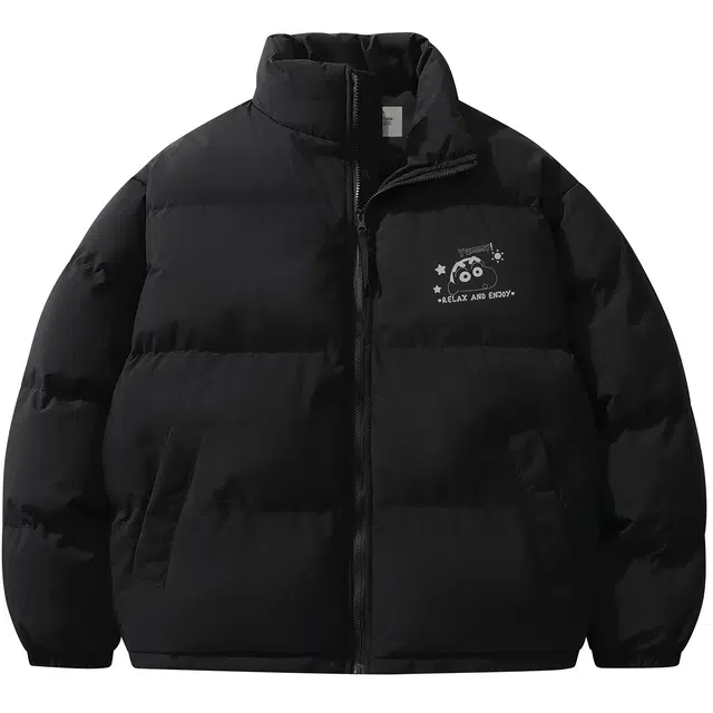 蜡笔小新 卡通字母印花立领保暖加厚宽松休闲面包棉服 男女同款