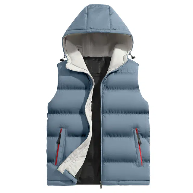 纳趣 纯色基础款连帽休闲加厚保暖马甲 男女同款