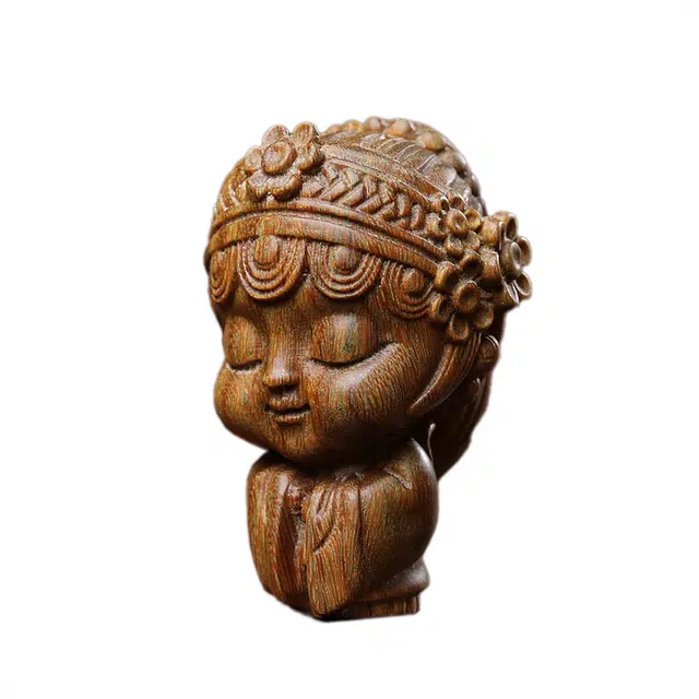 仙友 国潮新中式青衣文玩简约设计轻奢高级感吉祥如意平安顺遂好运连连转运 绿檀 木作把件 男女同款情侣款