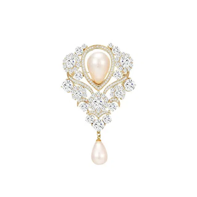 指尖瑰宝 欧式气质轻奢风胸花镶钻精致高档别针外套配饰 铜 胸针 女款