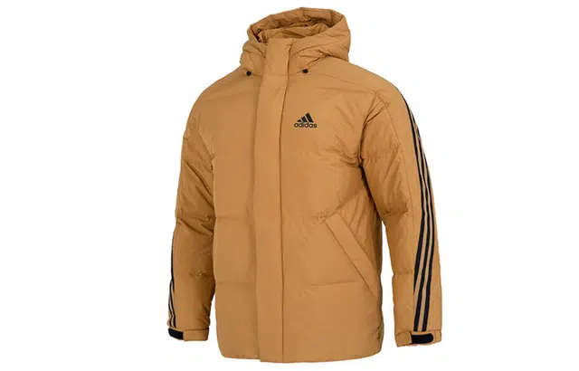 adidas Logo Zip Hoodie Down Jacket Yellow