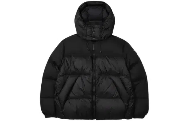 FILA Solid Color Hoodie Down Jacket Black