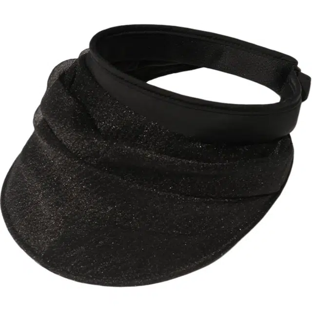 优莲茵 夏季纯色空顶可做发箍太阳帽 甜妹超仙珍珠欧根纱两戴遮阳帽 舒适透气可调节 大帽檐显脸小 涤纶 防晒帽 女款