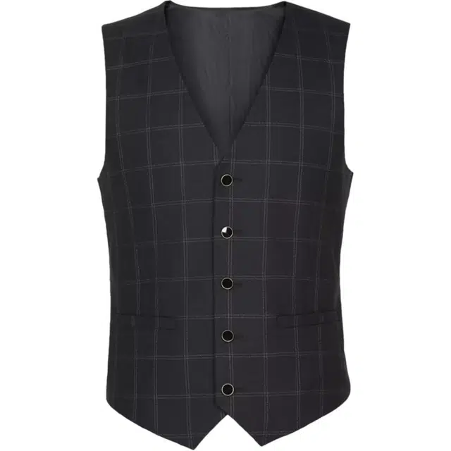 迪柯尼 商务绅士格子马甲 男款 黑混格