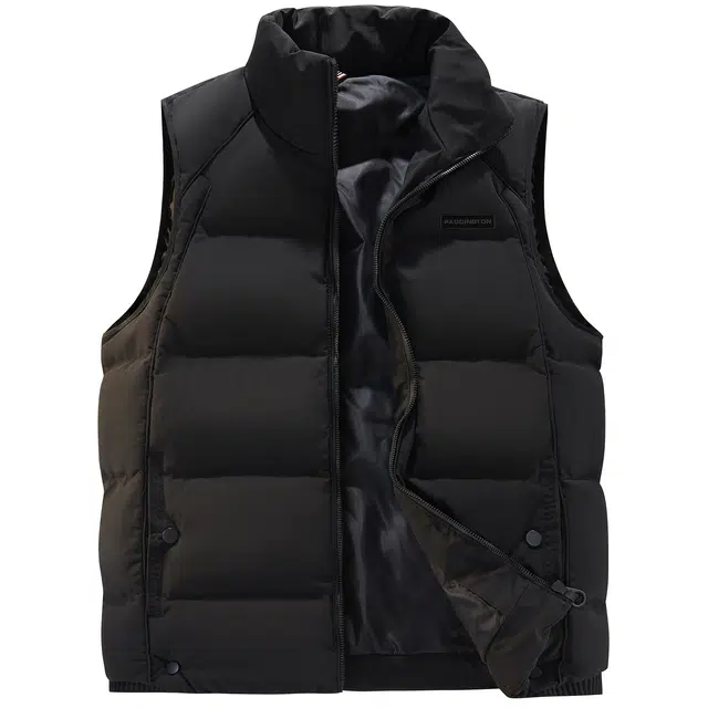 帕丁顿熊 简约字母印花纯色宽松休闲防风防寒保暖加厚马甲 男女同款