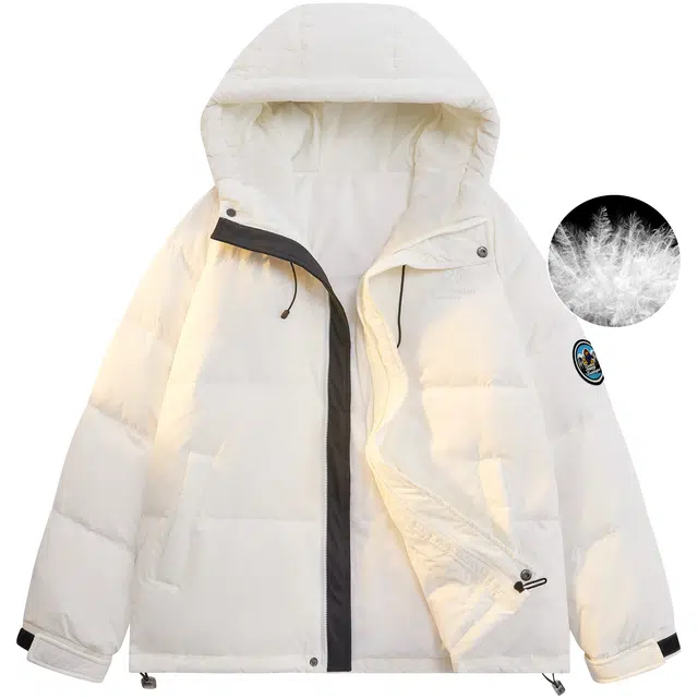 帕丁顿熊 森林小熊臂章夜光印花连帽防风防寒保暖羽绒服 男女同款