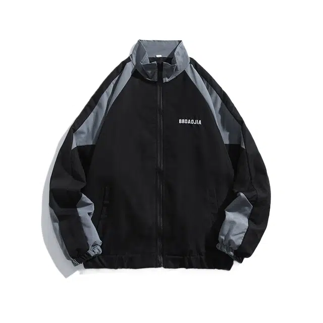 玉儿恋 日系宽松拼色立领夹克外套 男款