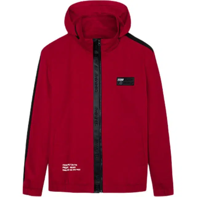 才子 斜纹路纯色织带拼接夹克外套 男款