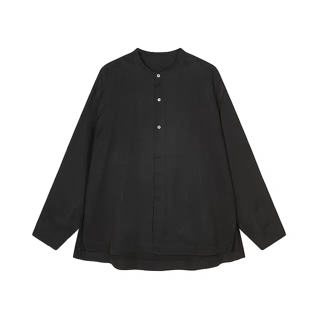 速写 纯色简约宽松立领衬衣垂感长袖衬衫 男款