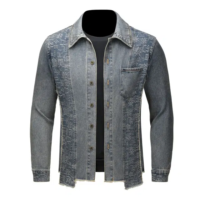 美式复古水洗潮流百搭翻领重磅纽扣宽松休闲底特律夹克牛仔外套 男女同款