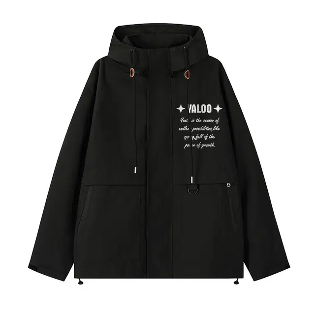 雅鹿 国潮户外山系防风防水拉链徒步登山连帽宽松休闲百搭夹克外套 男女同款