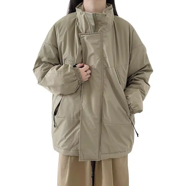 极限涡轮 复古街头厚款立领工装棉服 男女同款