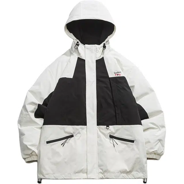 雅鹿  日系加绒加厚连帽宽松  防水防风透气超轻冲锋衣 男款