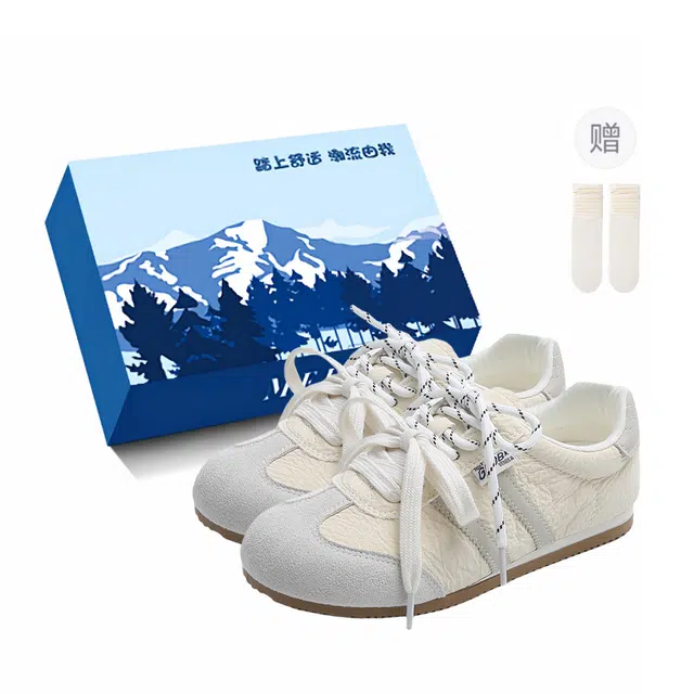 小鹿米利 圆头复古拼色轻便系带运动休闲 防滑耐磨 低帮 板鞋 女