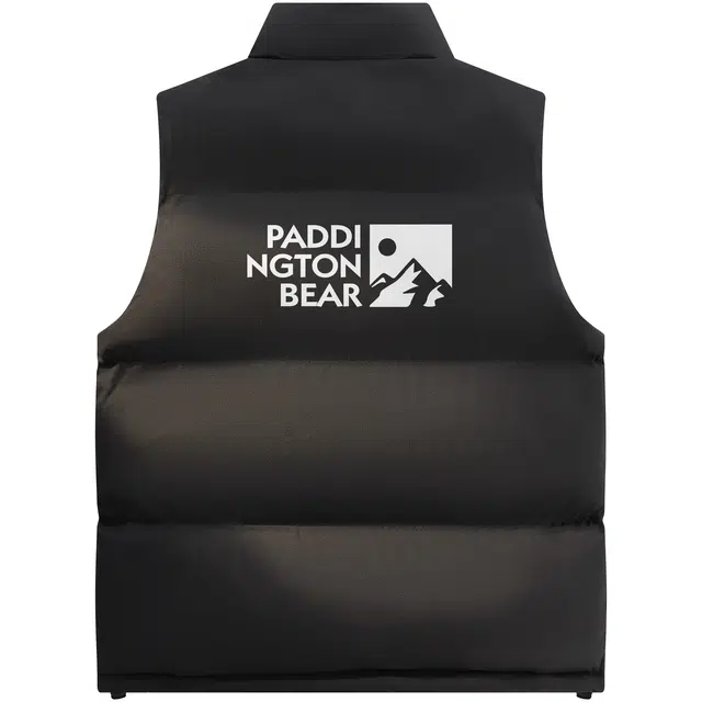 帕丁顿熊 基础款雪山印花纯色休闲无袖面包服外套防寒保暖加厚棉服宽松马甲 男女同款