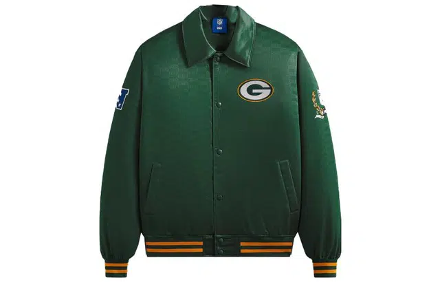 KITH x NFL FW23 Packers Satin Bomber Jacket Loho