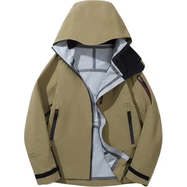 雅鹿  连帽宽松纯色外套  秋冬 防水防风冲锋衣 男女同款