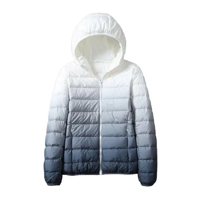 鸭鸭 短款渐变轻薄连帽羽绒服 男女同款
