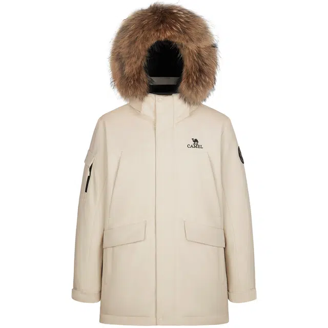 CAMEL Mid-Length Down Jacket