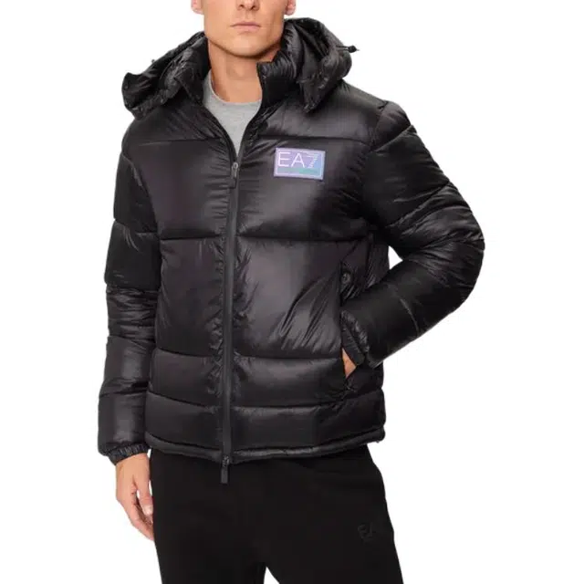 Emporio Armani EA7 Logo Hoodie Jacket Black