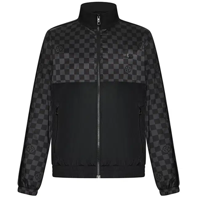 比音勒芬 立领格子舒适长袖夹克外套 男款 黑色