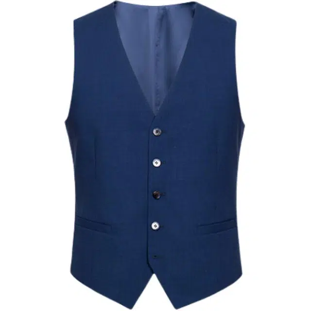 迪柯尼 商务休闲纯色单排扣马甲 男款 深宝蓝
