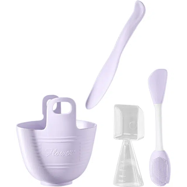 古迪 硅胶面膜碗和刷子套装水疗泥膜软膜面膜刷勺子专用搅拌调膜碗化妆工具