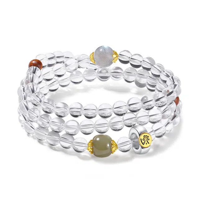 【普陀山官方已过香】 普陀山文创 生肖顺利本名佛国潮多圈幸运转运珠万事如意平安顺遂#好运 白水晶 手串 男女同款情侣款