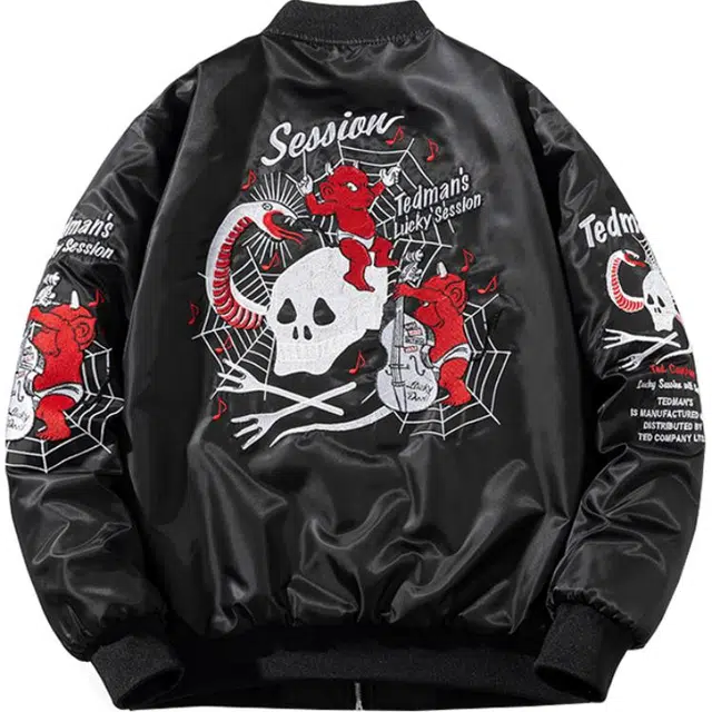 玉儿恋 欧美风高街重磅刺绣棒球服加厚棉衣嘻哈宽松夹克外套棉服 男款 黑色