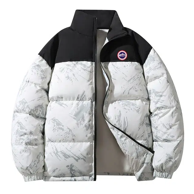 雅鹿 复古加厚简约休闲宽松百搭立领羽绒服 男女同款 白色