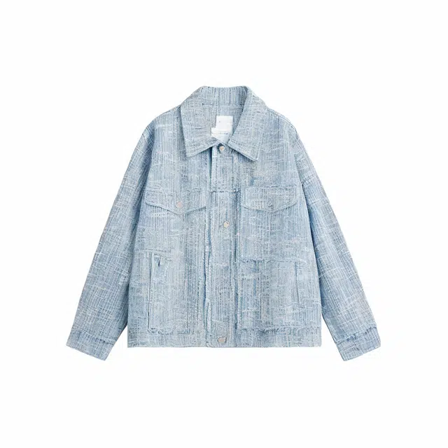 雅鹿 美式复古长袖小香风宽松夹克外套 男女同款 蓝色
