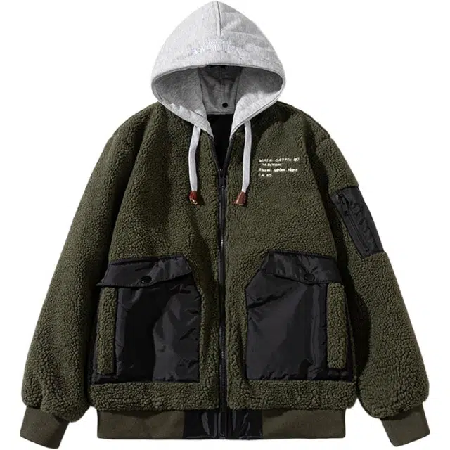 玉儿恋 加厚连帽工装棉服 男款