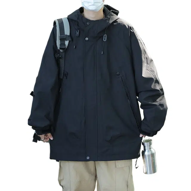 玉儿恋  纯色山系机能户外连帽  防水防风冲锋衣 男女同款