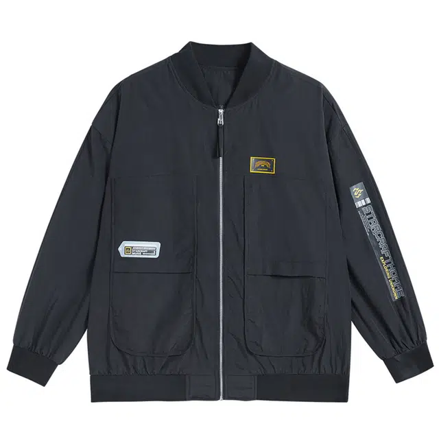 星际者 宽松休闲工装风夹克外套 男女同款 黑色