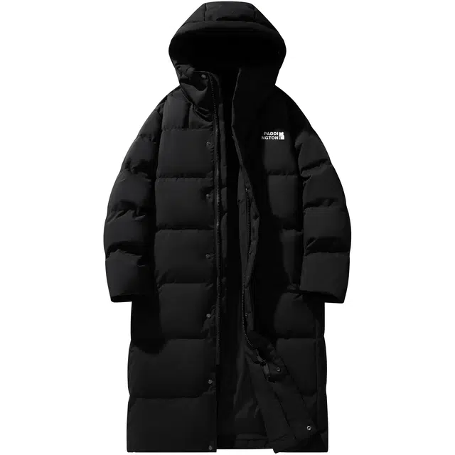 帕丁顿熊 基础简约小熊字母印花纯色宽松休闲面包服防风防寒保暖加厚长款羽绒服 男女同款