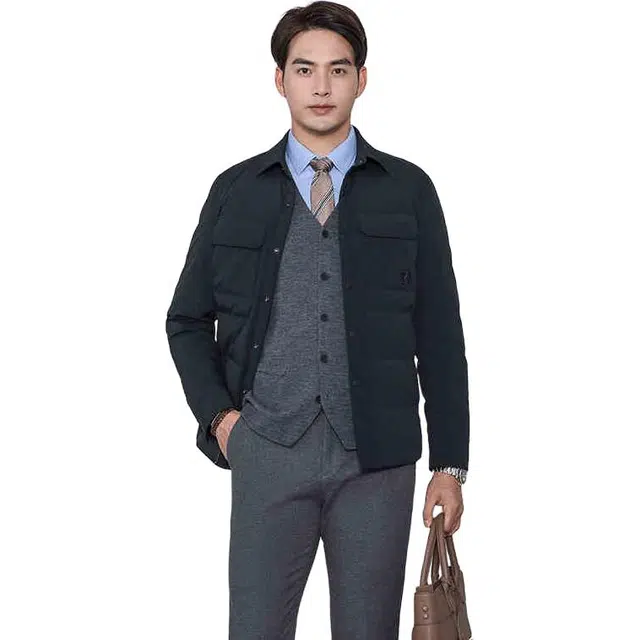 迪柯尼 保暖工装纯色单排扣休闲时尚羽绒服 男款