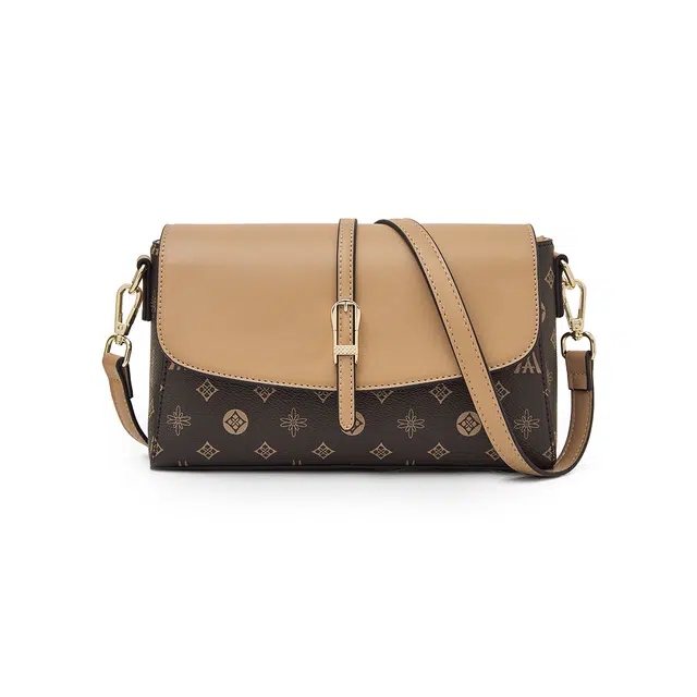 老人头 时尚复古印花小众设计高级感单肩小方包 合成革 斜挎包 常规 女款 咖色