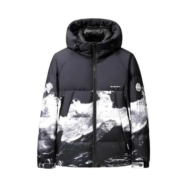 鸭鸭 白云雪山渐变休闲宽松连帽套头羽绒服 男女同款