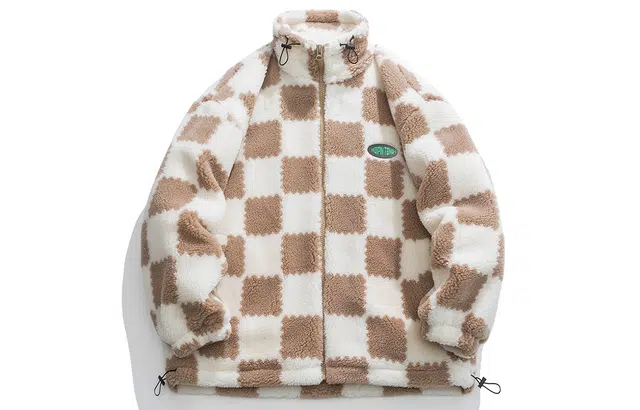 MEIPIN TANG Plaid Logo Fleece Jacket